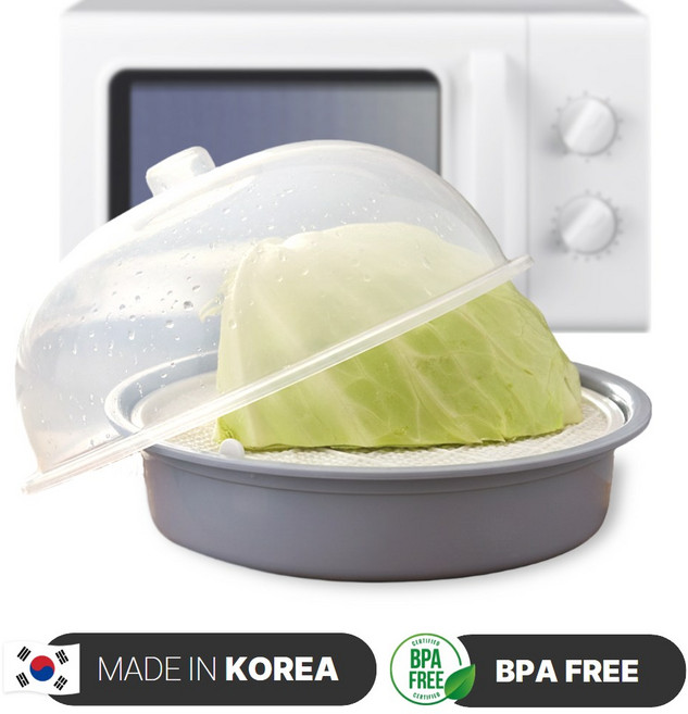 [양배추도거뜬] 국내생산 페로키 전자레인지 찜기 라면기 용기 대형, 1개, 깔끔_그레이