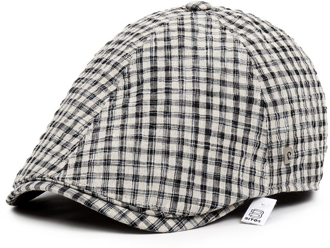 비토스 26 S/S 피에르가르뎅 깅엄체크 시어서커 원단 헌팅캡 골프모자 베레모 도리구찌