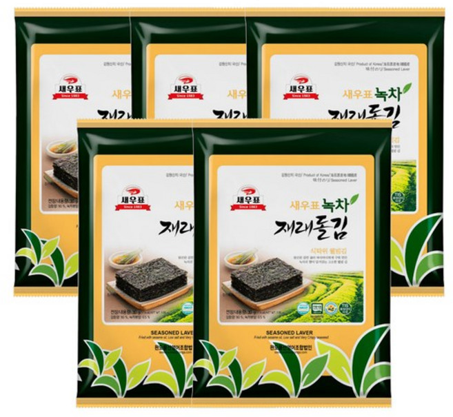 새우표 완도 녹차재래 돌김전장, 30g, 5개