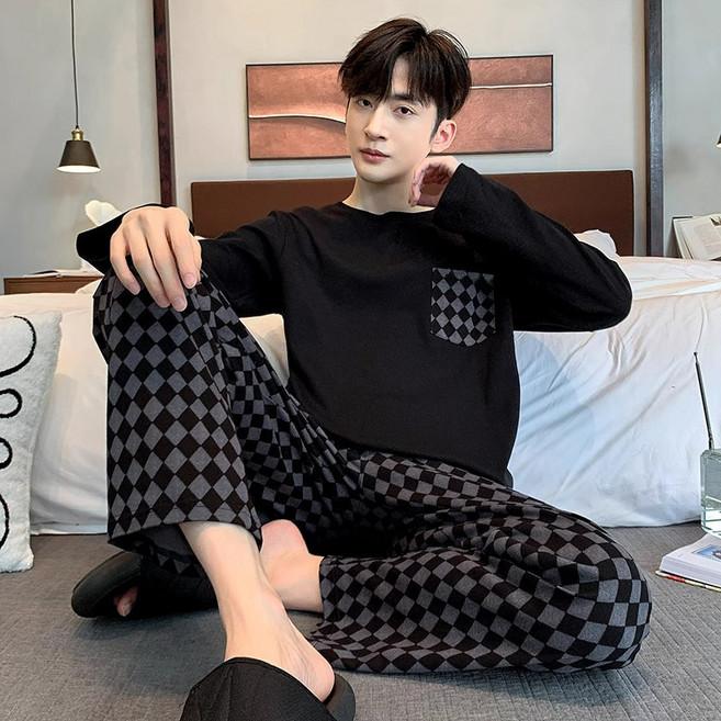 스타일닥터 남자 긴팔 잠옷 수면바지 세트 빅사이즈 상하세트 편한 수면잠옷 홈웨어 투피스