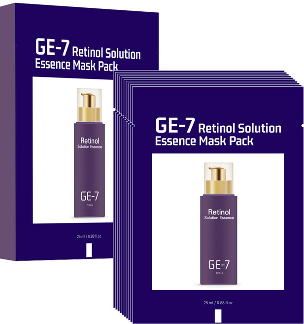 지이세븐 GE7) 레티놀 솔루션 에센스 마스크 팩 (선물용*) 미백 주름개선 이중기능성, 10개입, 1개