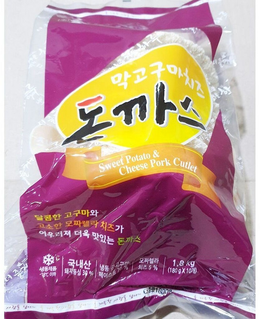 (매장정품) 늘찬 급식 분식 맛집 코스트코 생 대용량 바삭한 돈가스 고구마치즈 돈까스 1.8kg 4개 234572