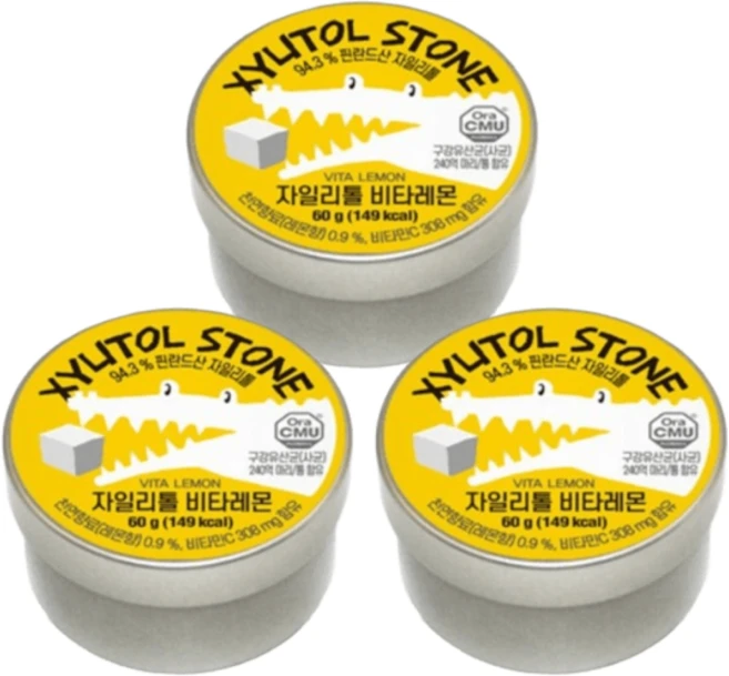 구강유산균함유 자일리톨스톤 비타레몬, 3개, 60g - 쿠팡