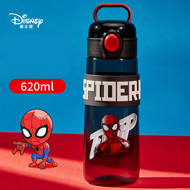 디즈니 마블 캐릭터 트라이탄 물병 휴대용 어린이물통 손잡이, 스파이더맨, 1개