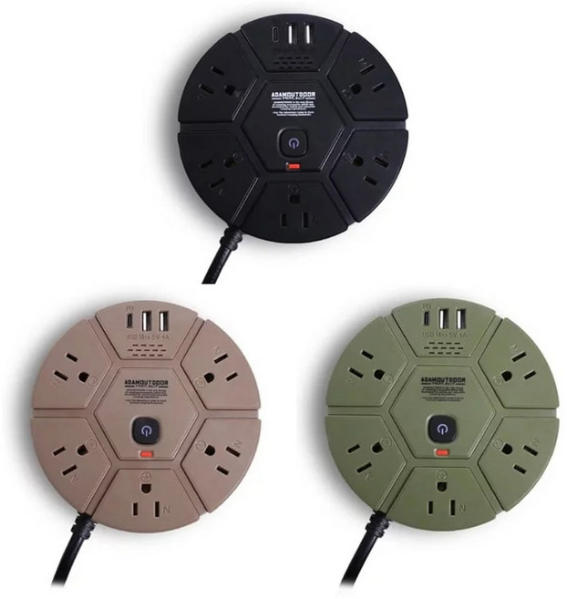 ADAMOUTDOOR 5座 USB/PD延長線 安全設計防火防漏電 1.8m BSMI R31020, 1個