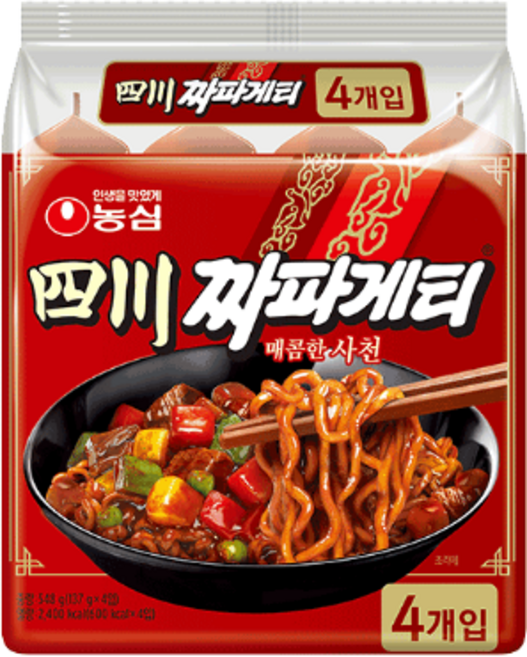 농심 사천짜파게티 멀티 4개입 (137g x 32봉지), 32개