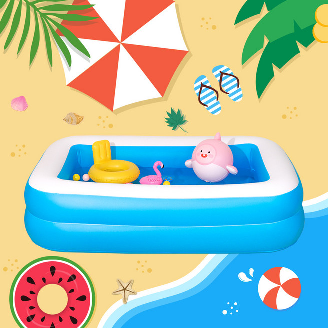 CAMPM 중형 어린이 물놀이 에어 풀장 아파트 베란다 수영장 가정용 실내 물놀이장 소형 아기 간이 볼풀장 유아 욕조 풀장 강아지 수영 매트 [BEST 물놀이 용품] + 자이언트, 1개