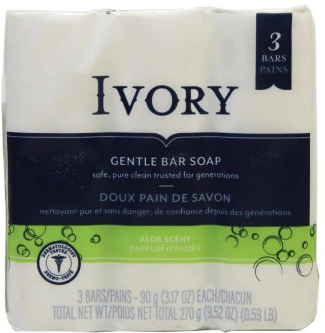Ivory 아이보리 비누 Simply Ivory Aloe Bath Bar 3개입, 270g