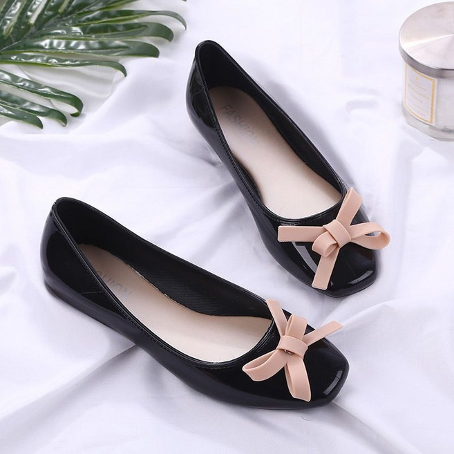 Mingpeng 여성 여름 젤리 슈즈 샌들 리본 장식 샌들 편한 플랫슈즈