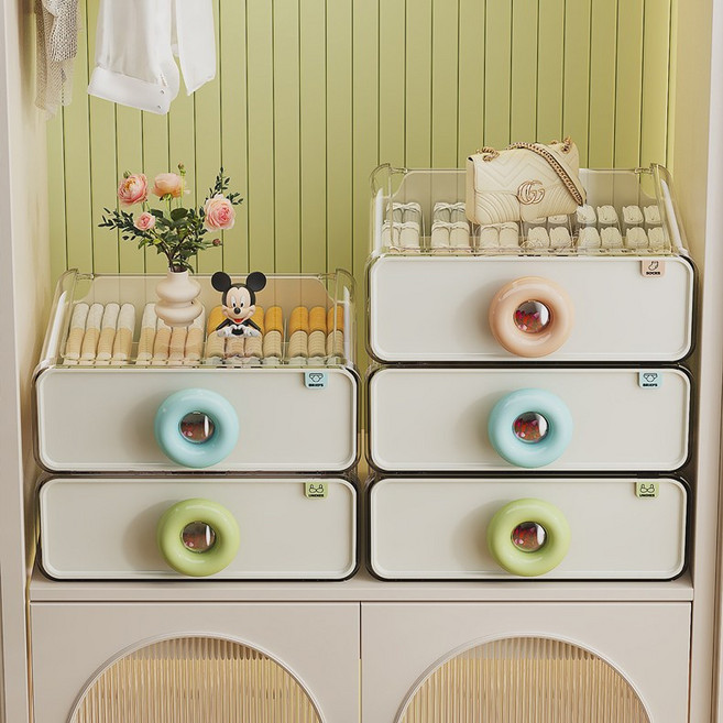 속옷 정리함 향함 손잡이 서랍식 옷장 정리박스 양말 보관함 행주함이 있는 수납장, 1세트, 브라+팬티+양말