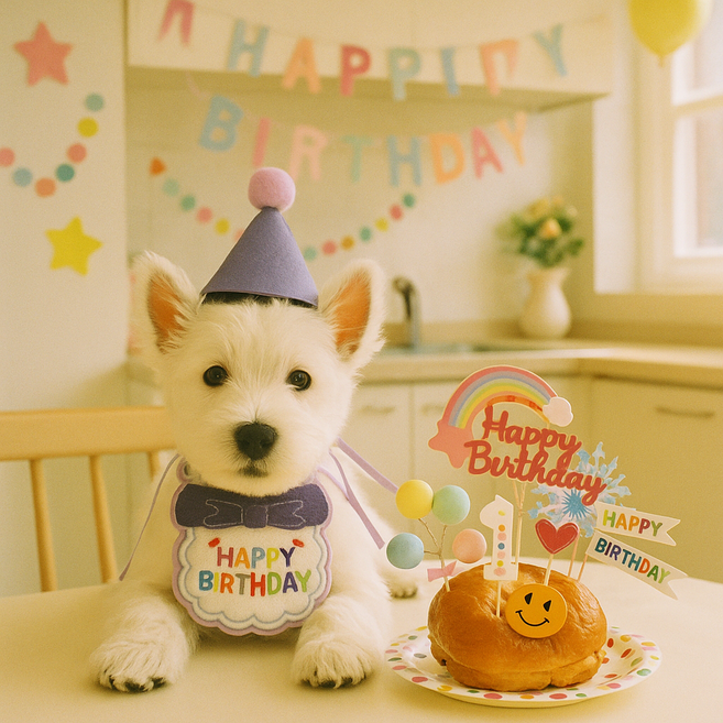 강아지 고양이 올인원 생일파티세트, 1세트, 보라세트