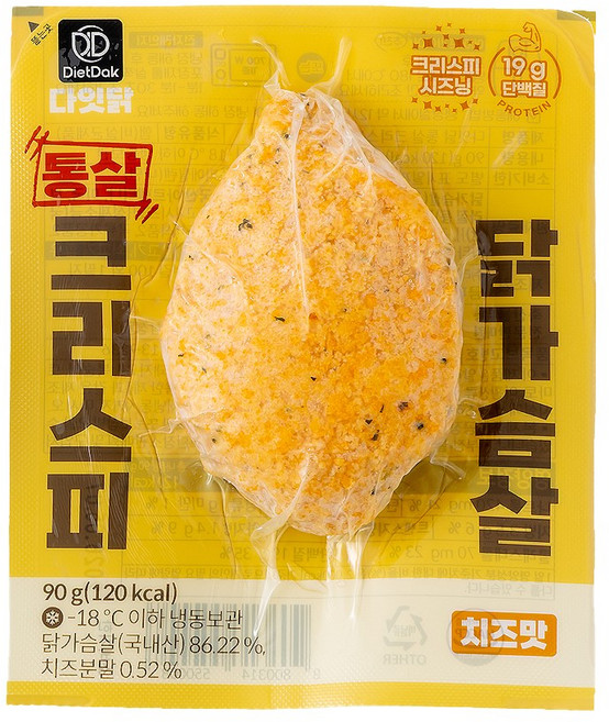 [다잇닭] 통살 크리스피 닭가슴살+닭다리살 혼합 12팩 (고단백 간편식/맛있는 다이어트 식단), 통살 닭가슴살 치즈맛, 90g, 12개