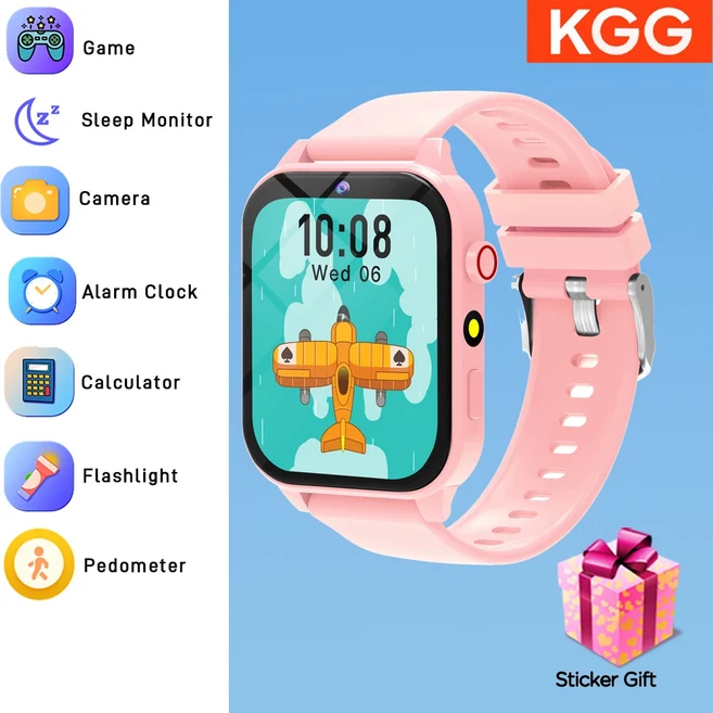 게임 스마트워치 키즈 1.83인치 HD 터치스크린 18가지 게임 수면 모니터링 카메라 알람 시계 스마트워치 어, 02 pink