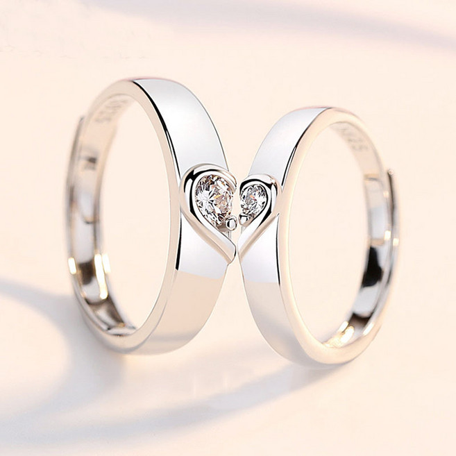 FANSYLI 1+1 14k도금 커플링 이심전심 커플링 조절 도금 반지밸런타인데이 선물 결혼반지 생일 기념일 선물 X2501J04