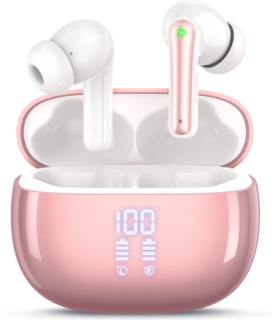 KONLI 노이즈 캔슬링 커널형 무선 블루투스 이어폰 방수, 핑크, T12