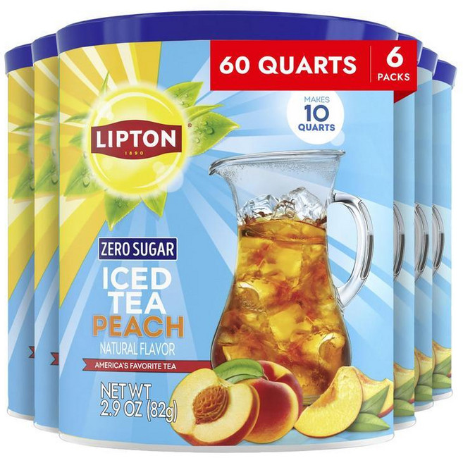 립톤 제로 슈가 복숭아 아이스 티 믹스 6팩 (9.1L), 1개