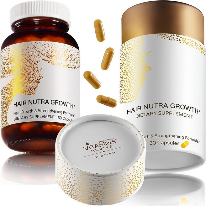 VITAMINS REVIVE 여성용 모발 성장 비타민 보충제 - 미국에서 임상 테스트를 거친 비건 포뮬라 - 탈모 캡슐 숱 복합체 및 재성장 트리트먼트 - 1개월 분량