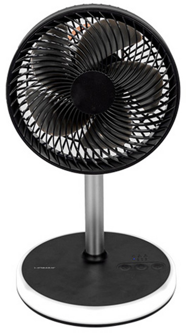 유니맥스 블랙 탁상용 무선 LED 조명 선풍기 무드등 상하좌우 회전 C타입 USB충전식