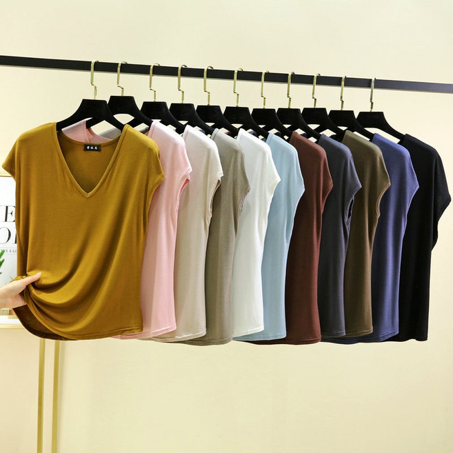 모달 브이넥 민소매 티셔츠 11가지 컬러