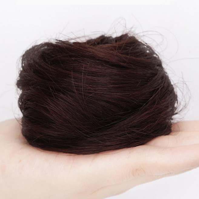 베이센유 똥머리 가발 당고 곱창 승무원 부분 올림머리 헤어 밴드, 1개, 브라운