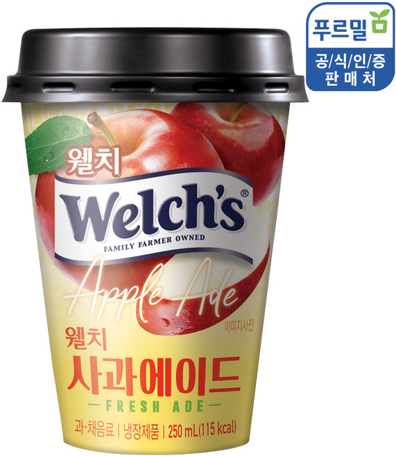 푸르밀 웰치사과에이드 250mLx20컵/100％과즙/무배, 250ml, 20개