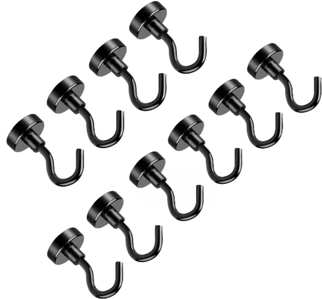 오디너리스탠다드 초강력 네오디움 고리자석, 고정고리형 모던블랙 후크 15mm, 10개