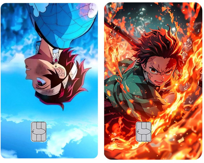 귀멸의칼날 카드스티커 카드커버 체크카드 신용카드 카드스킨 귀칼 카드커스텀, 1세트, 탄지로(B)