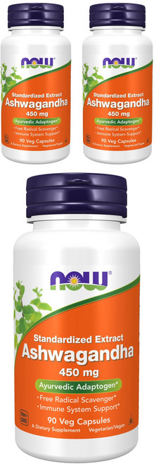 NOW Foods 南非醉茄 450mg 素食膠囊 純素, 90錠, 3個