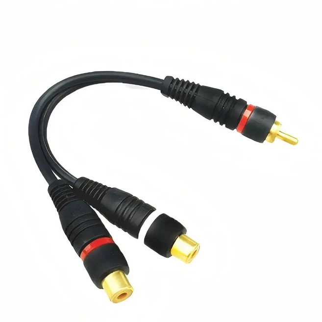 RCA 분배기 1 및 2 오디오 케이블 스피커 Y 어댑터 순수 구리 금도금 홈 서브우퍼용, 03 0.2  G in