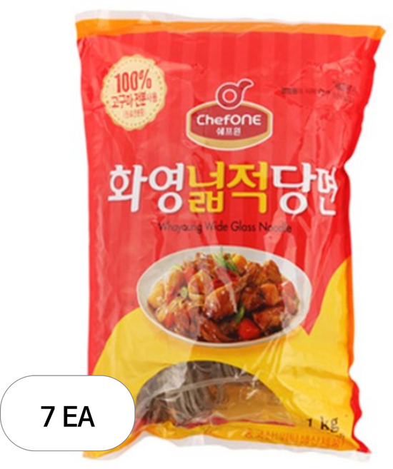 쉐프원 화영 넓적 당면, 1kg, 7개