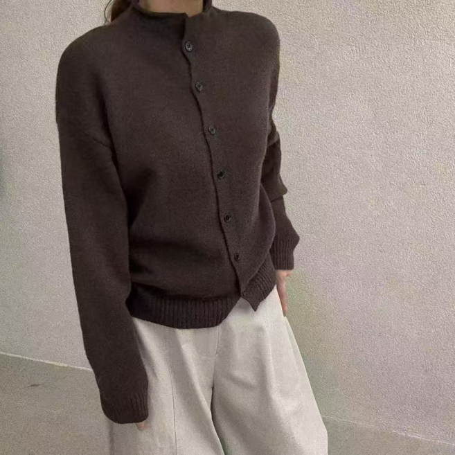 [ELLESIAN] 어텀 슬림 하이넥 니트 가디건
