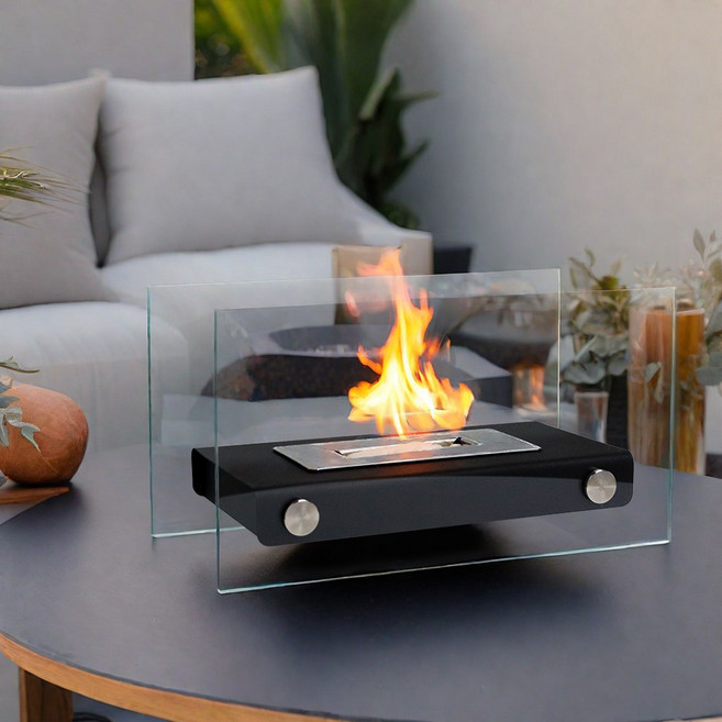 JHY DESIGN 불멍 미니화로 난로 불무드 직사각형 에탄올램프 19cm, 1개, 블랙