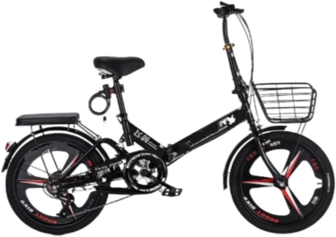 코모마이플 접이식 자전거 변속 초경량 미니벨로 휠충격 흡수 출퇴근용, 2.블랙 마그네슘_16인치, 1세트, 16cm