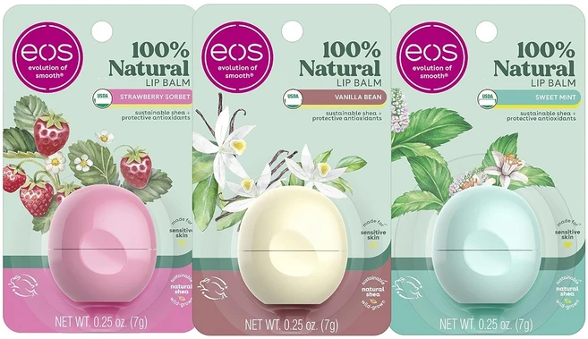 이오스 eos 내추럴 3개입 세트 (스트로베리소르베 바닐라빈 스위트민트) 립밤, 1개 - 쿠팡