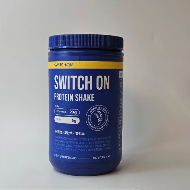스위치온 단백질 쉐이크 곡물맛 대용량 프로틴 분리유청단백질 식사대용 보충제 파우더 400g, 1개 - 쿠팡