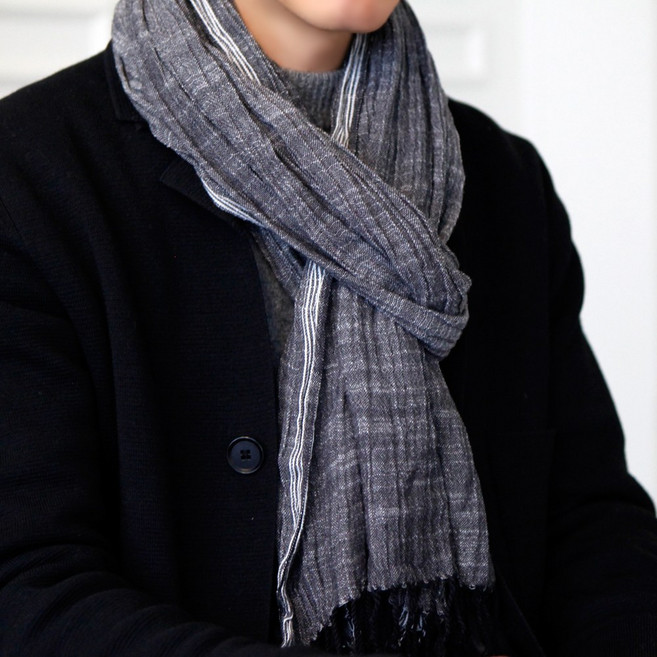 [폴엔나나/우디] 가볍고 부드러운 남자 머플러 빈티지 남성 긴 롱 목도리 코튼 면 가을 겨울 봄 간절기 선물 추천