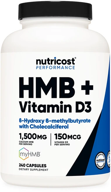 뉴트리코스트 HMB + 비타민 D3 1500mg + 150mcg 캡슐 240정 1개, 뉴트리코스트 HMB 1500mg 및 비타민 D3 600 - 쿠팡