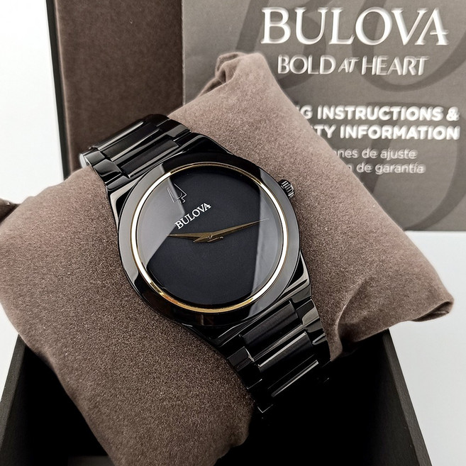 [Bulova] 부로바 밀레니아 98A313 블랙 다이얼 투 핸드 스테인리스 스틸 남성 쿼츠 시계
