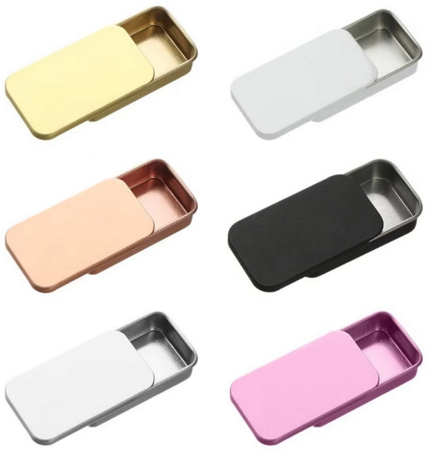 소형 소품 틴케이스 미니 슬라이딩 철제 수납함 케이스 색상선택, 2개, 화이트