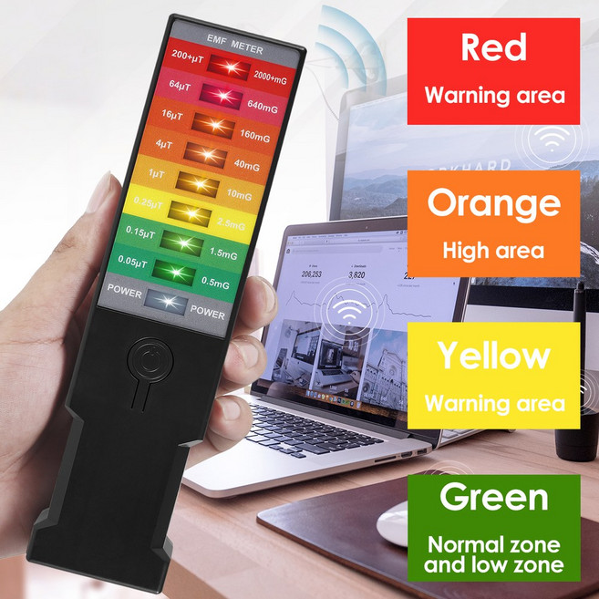 귀신탐지기 심령장비 전자기 방사선 검출기 휴대용 EMF 리더 배터리 작동 미터 테스터 9 LED 가우스, 1개