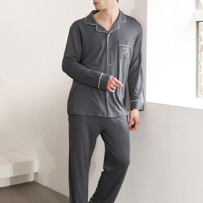 인티마레 릴리프 에코 텐셀 자수 남자 파자마(GY)