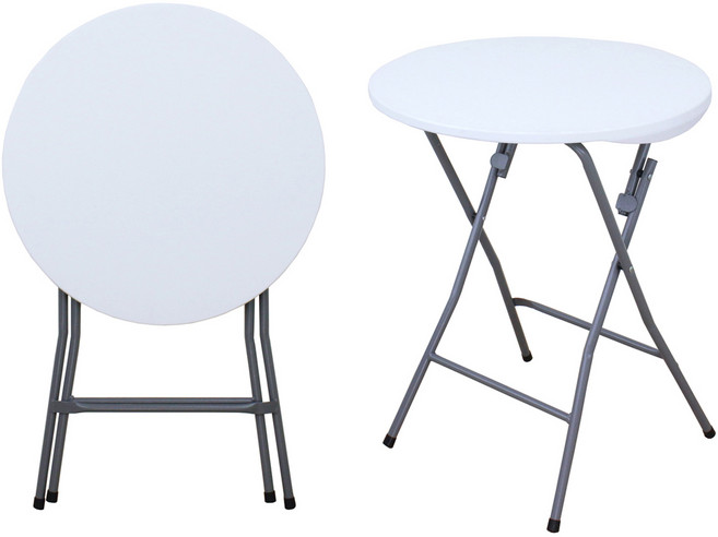 輕便圓形折疊桌 免工具組裝 露營居家多用途, 白色, 3人