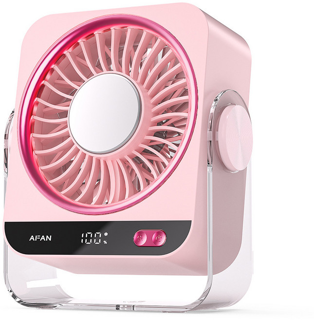 루베라 반도체 냉각 미니 냉풍기 탁상용 선풍기 USB 충전 벽걸이 겸용 에어컨 선풍기 3in1 저소음 강풍, 핑크, K818