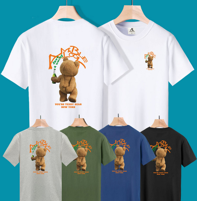 엠블룩 프리미엄 반팔티 BB 남성 여성 빅사이즈 면스판 곰돌이 프린팅 단체 학생 커플룩