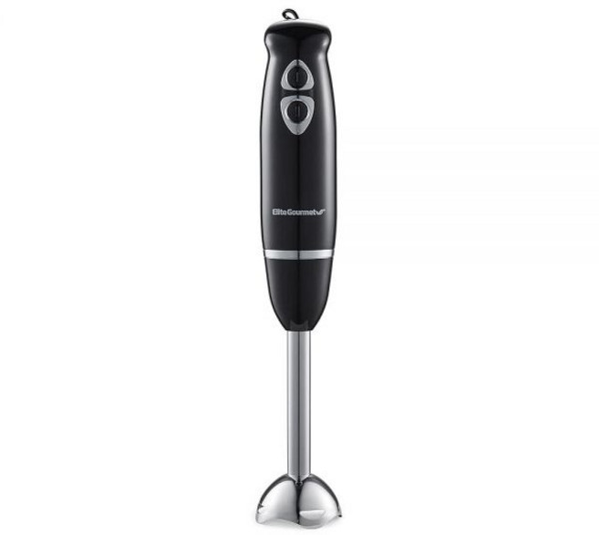 Elite Gourmet EHB1015 이머전 핸드 블렌더 500와트 2단 스피드 믹싱 스테인리스 스틸 블레이드 탈착식 지팡이 스틱 믹서 스무디 이유식 수프 블랙, Black/Stainless Steel