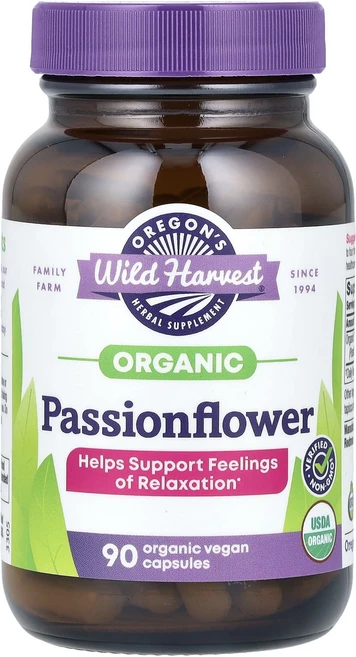 Oregon's Wild Harvest 유기농 시계꽃 800mg 유기농 베지 캡슐 90정(캡슐 1정당 400mg), OregonsWildHarvest유기농시계꽃800mg유, 1개 - 쿠팡