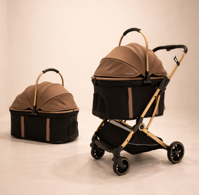 디어독 프리미엄 강아지유모차 분리형 강아지 고양이 개모차 애견 유모차, 1개, 블랙브라운