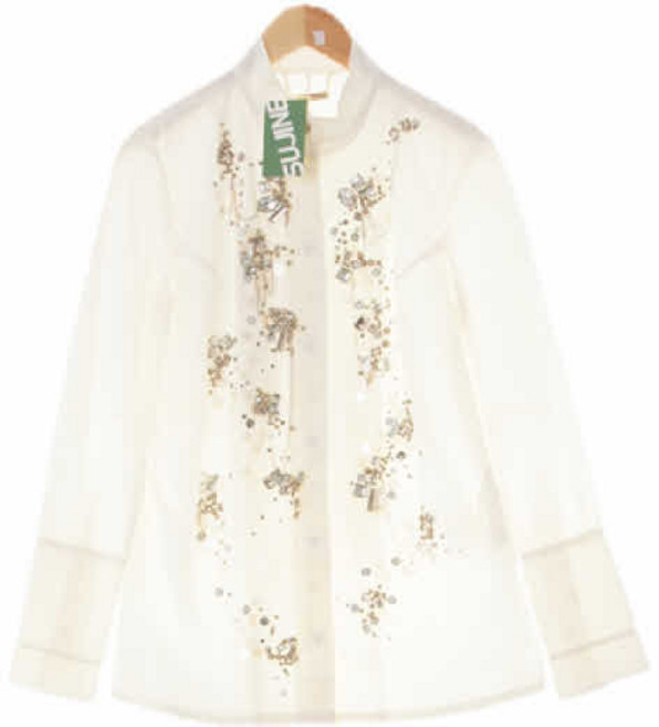 8483 doho 아이보리 면혼방 큐빅차이나카라롱재킷 [85-96-155]