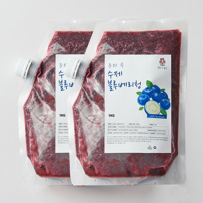 동화속 프리미엄 자일로스 홈카페 수제 블루베리청, 1개, 2개입, 1kg