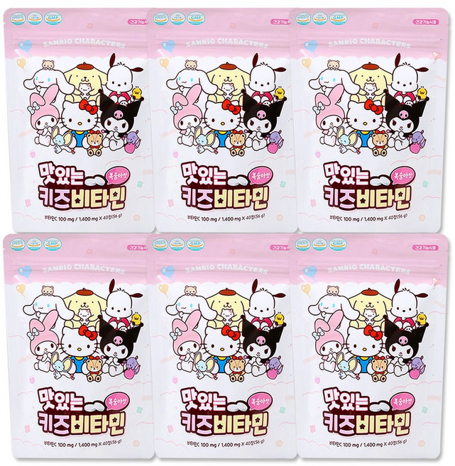 해호 산리오 맛있는 키즈비타민 40정, 6개
